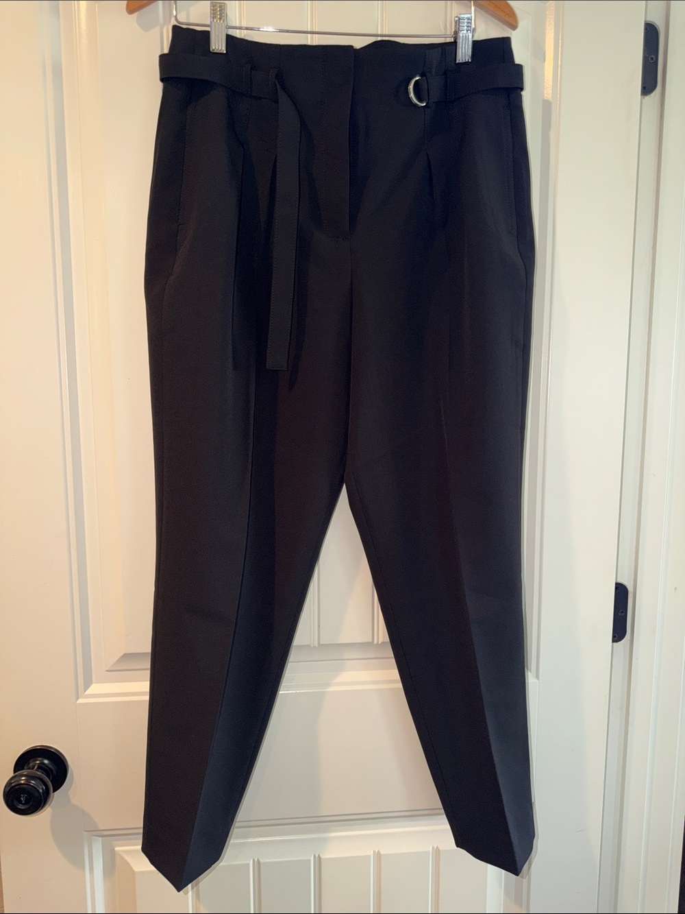 White House Black Market Black Belted Tapered Pants